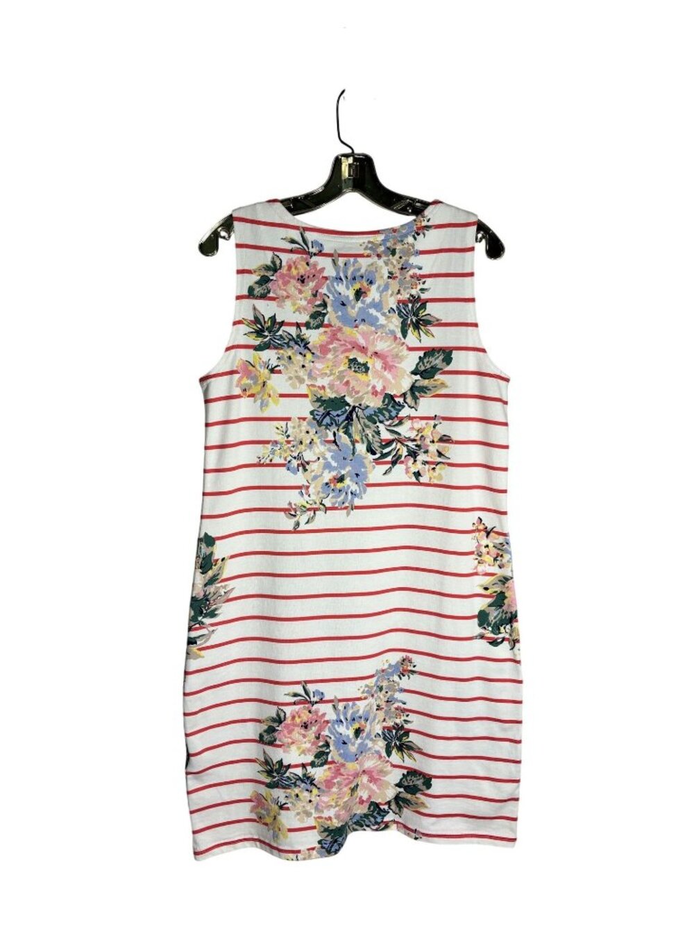 Joules Floral Stripe Sleeveless Dress UK = 14 US = 10 Cotton Lightweight Casual - Picture 2 of 12